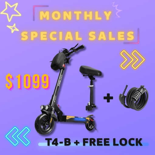 1000W 50KM -Turning Indicator- Removal Seat -Tubeless -Electric Scooter T4-B