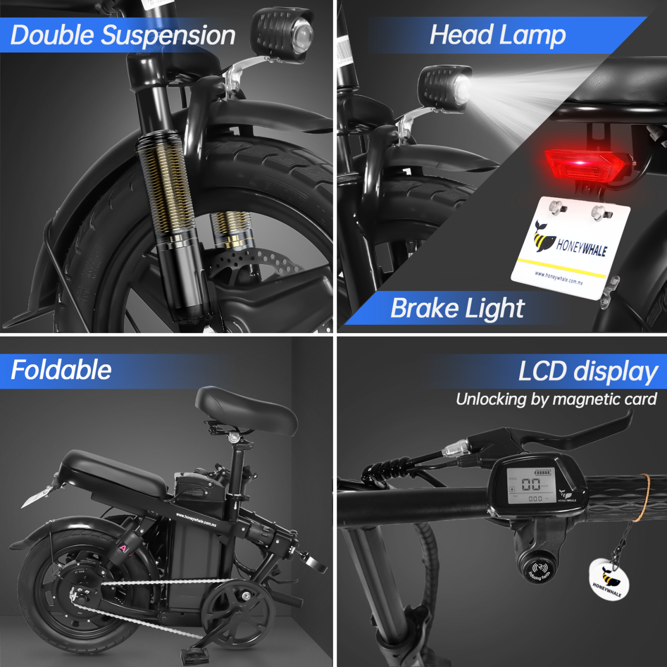 Tubeless Tire Triple Suspension 35KM/H Folding Electric Bike S6 Pro ...