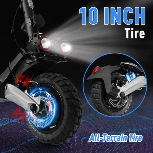Honey whale electric scooter t8 with 10inch all-terrain tire