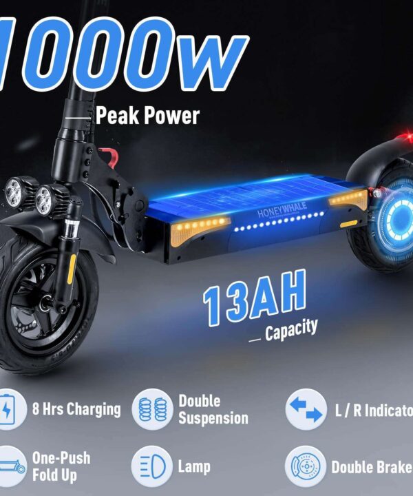 50KM Strong Climbing Ability -Turning Indicator- Removal Seat -Tubeless -Electric Scooter T4-B