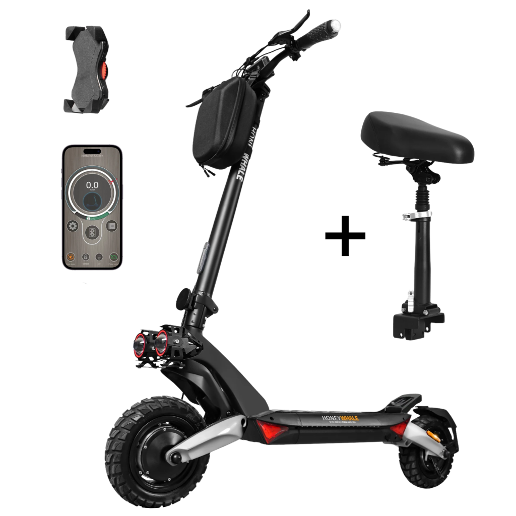 Off-Road-Strong Climbing Ability-1900W Dual Motor-62KM/H-10″ All-Terrain Tubeless Tire-Removable Seat-Electric Scooter T8