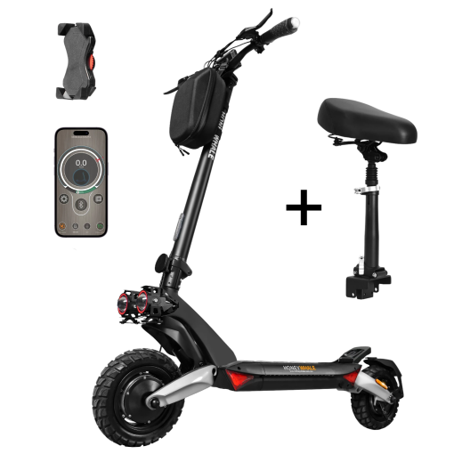 Off-Road-Strong Climbing Ability-1900W Dual Motor-62KM/H-10″ All-Terrain Tubeless Tire-Removable Seat-Electric Scooter T8