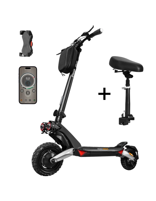 Off-Road-Strong Climbing Ability-1900W Dual Motor-62KM/H-10″ All-Terrain Tubeless Tire-Removable Seat-Electric Scooter T8