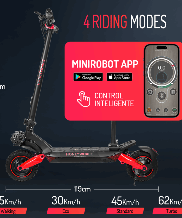 Off-Road-Strong Climbing Ability-1900W Dual Motor-62KM/H-10″ All-Terrain Tubeless Tire-Removable Seat-Electric Scooter T8