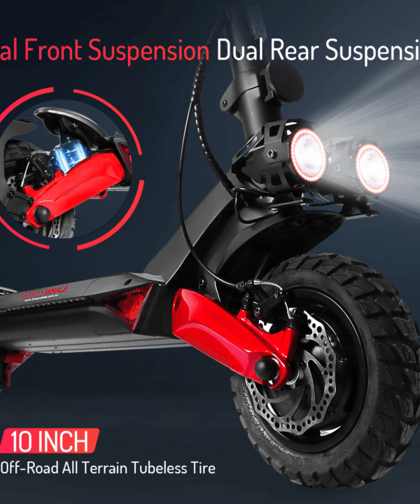 Off-Road-Strong Climbing Ability-1900W Dual Motor-62KM/H-10″ All-Terrain Tubeless Tire-Removable Seat-Electric Scooter T8