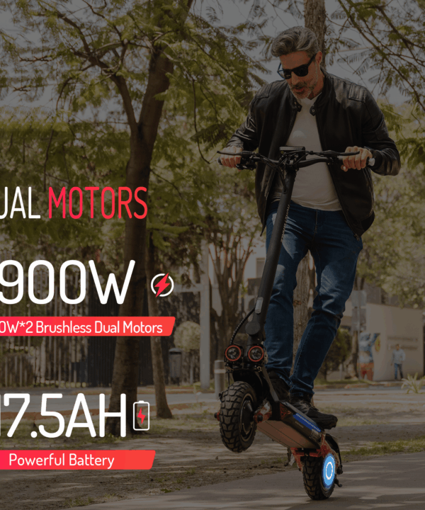 Off-Road-Strong Climbing Ability-1900W Dual Motor-62KM/H-10″ All-Terrain Tubeless Tire-Removable Seat-Electric Scooter T8