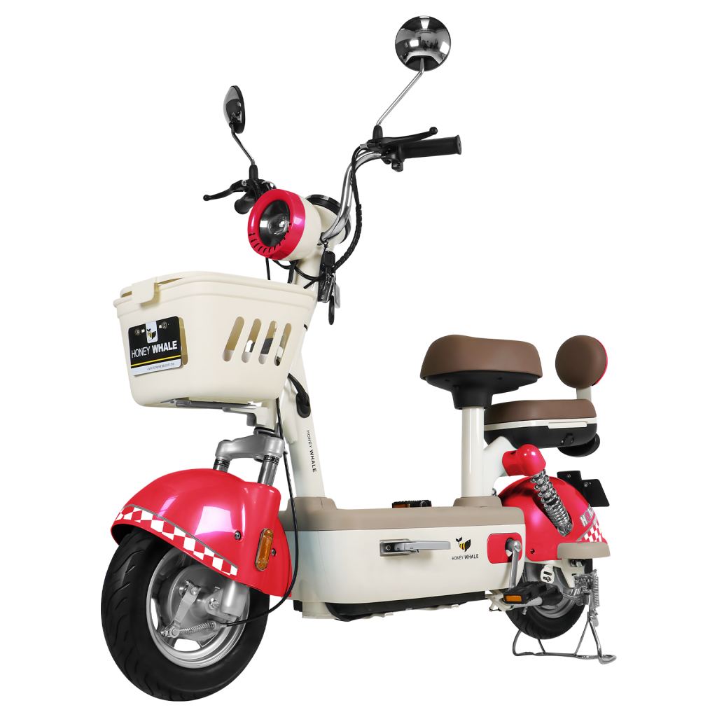 honey whale u4s electric moped● Maximum Speed Up to 35KM/H (3 Modes) ● Range Up to 60KM Per Charge ● Lead-acid battery 67.5V / 20AH ● Front & Rear Drum Brake ● Front 8" Tubeless Tire / Rear 14" Tubeless Tire ● 680W Peak Power Motor