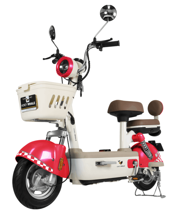 honey whale u4s electric moped● Maximum Speed Up to 35KM/H (3 Modes) ● Range Up to 60KM Per Charge ● Lead-acid battery 67.5V / 20AH ● Front & Rear Drum Brake ● Front 8
