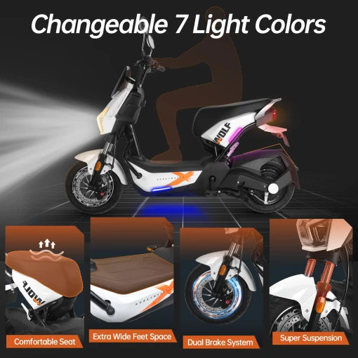 HONEY WHALE ELECTIRC MOPED ZL 7 light colors