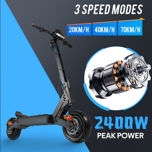 75KM-2400W-Touch Screen-70KM/H-11″ Tubeless Tire-Key Lock-Off-Road-Electric Scooter H4