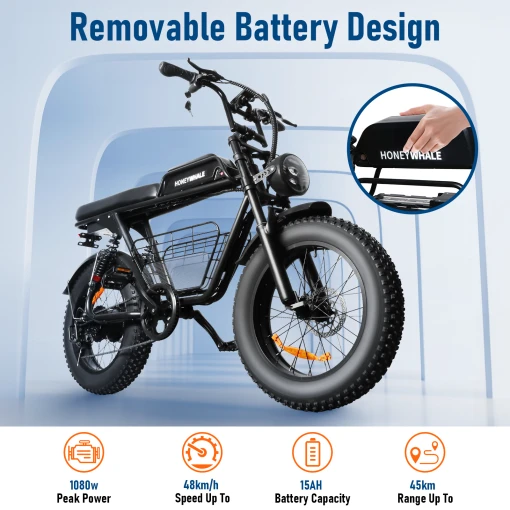 HONEY WHALE OFF ROAD FAR TIRE ELECTRIC BIKE K7