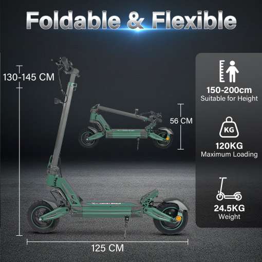 Strong Climbing Ability-1200W-50KM/H-Up to 50KM-10″ All-terrain Tires-Superior Suspension System-Electric Scooter G2 PRO