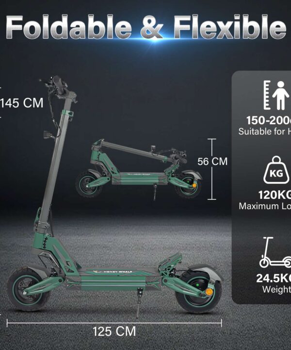 Strong Climbing Ability-1200W-50KM/H-Up to 50KM-10″ All-terrain Tires-Superior Suspension System-Electric Scooter G2 PRO